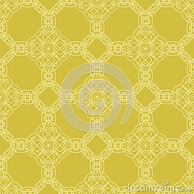 Yellow Ornamental Seamless Line Pattern Stock Photo