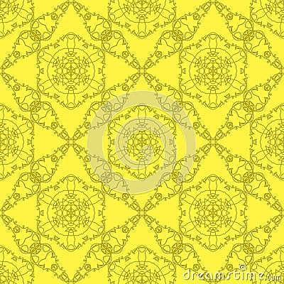 Yellow Ornamental Seamless Line Pattern Stock Photo