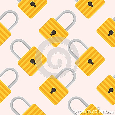 Yellow padlocks. Seamless pattern with colorful locks on a color background. Vector Cyber attack security pattern seamless with Vector Illustration