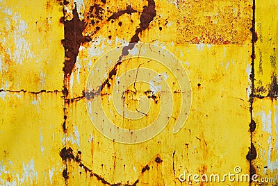 Yellow painted metal with rust texture Stock Photo