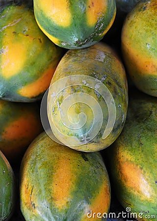Yellow Papaya Fruit Stock Photo