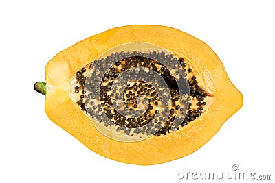 Yellow Papaya half isolate on white background Stock Photo