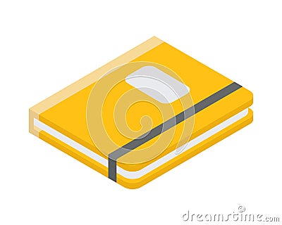 Yellow paper closed notepad with string for writing memo message or diary isometric vector Vector Illustration