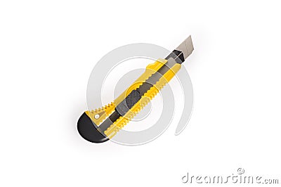 Yellow paper cutter isolated. Stock Photo