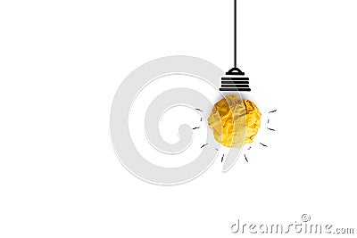 yellow paper light bulb for creative idea innovation on white ba Stock Photo