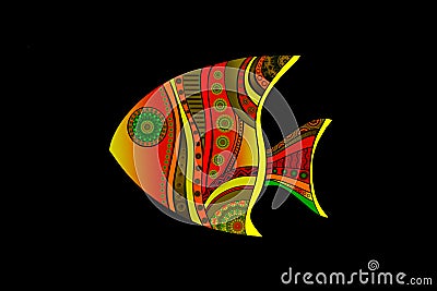 Yellow patterned decorative fish Stock Photo