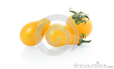 Yellow pear-shaped tomato vegetables isolated Stock Photo