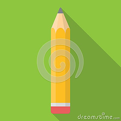 Yellow Pencil Flat Icon with Long Shadow Vector Vector Illustration