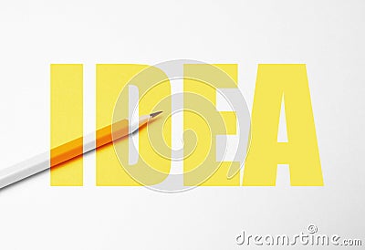 Yellow pencil on white background, minimalism. Creativity, idea, solution, creativity concept Stock Photo