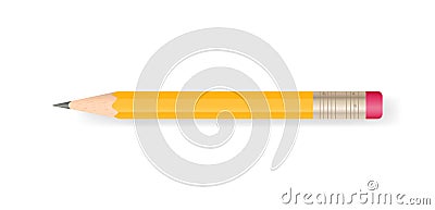 Yellow pencil on white background with soft shadow. Vector. Vector Illustration