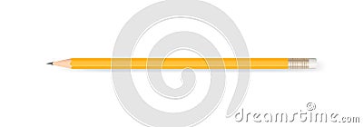 Yellow pencil on white background with soft shadow. Vector. Vector Illustration