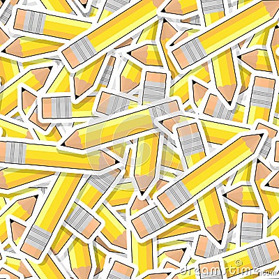 Yellow pencils seamless pattern Vector Illustration