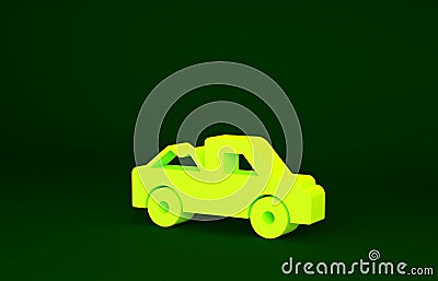 Yellow Pickup truck icon isolated on green background. Minimalism concept. 3d illustration 3D render Cartoon Illustration