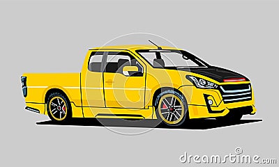Yellow pickup truck Vector Illustration