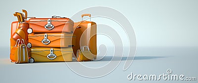Yellow pile of luggage Stock Photo