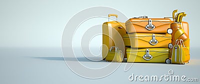 Yellow pile of luggage Stock Photo