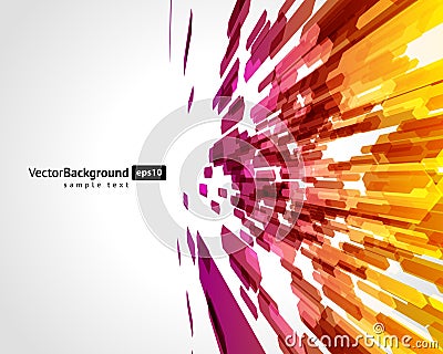 Yellow pink geometric random dynamic flow digital cyberspace ornament background template vector Vector Illustration