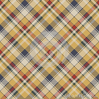 Yellow plaid check fabric texture seamless pattern Vector Illustration