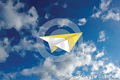 Yellow plane cloudy Vector Illustration