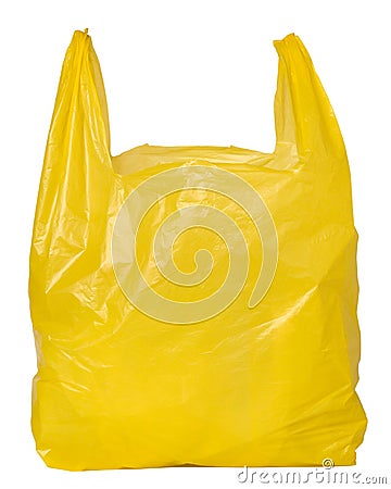 Yellow plastic bag Stock Photo