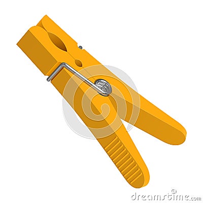 Yellow plastic clothes pin Stock Photo