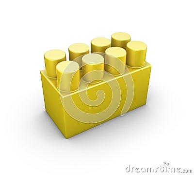 Yellow plastic construction element of the children designer Stock Photo