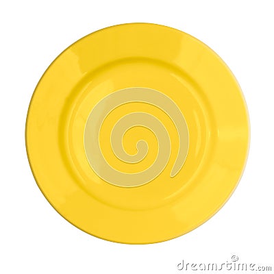 Yellow plate isolated top view Stock Photo