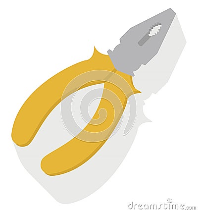 Yellow pliers, icon Vector Illustration