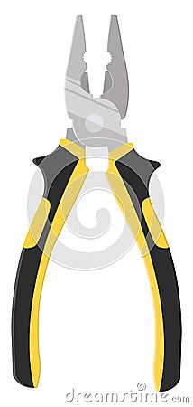 Yellow pliers, icon Vector Illustration