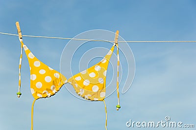 Yellow Polka Dot Bikini Stock Photo