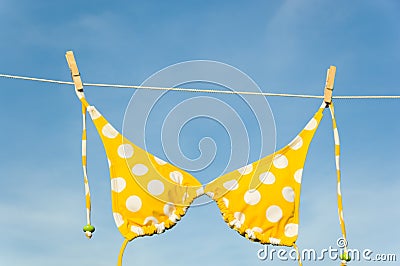 Yellow Polka Dot Bikini Stock Photo