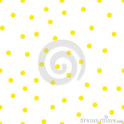 Yellow Polka Dot Pattern. Vector dots seamless ornament for fabric print, wrapping paper, wallpaper. Sixties-seventies Stock Photo