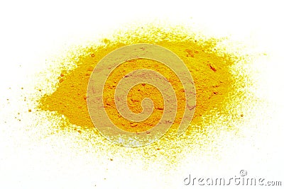 Yellow powder on white Stock Photo