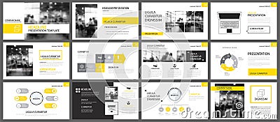 Yellow presentation templates and infographics elements background. Use for business annual report, flyer, corporate marketing, l Vector Illustration