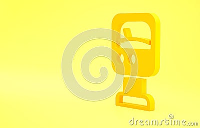 Yellow Pressure water meter icon isolated on yellow background. Minimalism concept. 3d illustration 3D render Cartoon Illustration