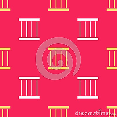Yellow Prison window icon isolated seamless pattern on red background. Vector Illustration Vector Illustration