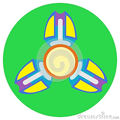 Yellow with purple spinner with three blades Vector Illustration