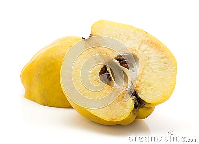 Fresh raw quince isolated on white Stock Photo