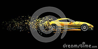 Yellow race concept car with cool black decal Stock Photo