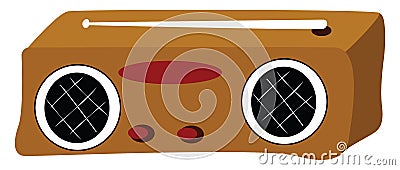 Yellow radio recorder, illustration, vector Cartoon Illustration