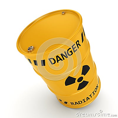 Yellow radioactive barrel Stock Photo