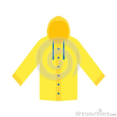 Yellow raincoat waterproof clothes Vector Illustration