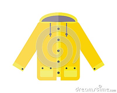 Yellow raincoat weather jacket cartoon vector illustration. Vector Illustration