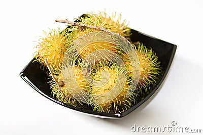 Yellow Rambutan Tropical Fruits Stock Photo