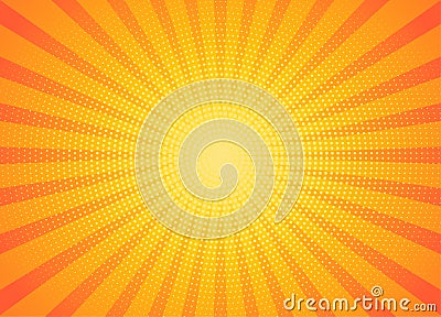 Yellow rays background pop art Vector Illustration