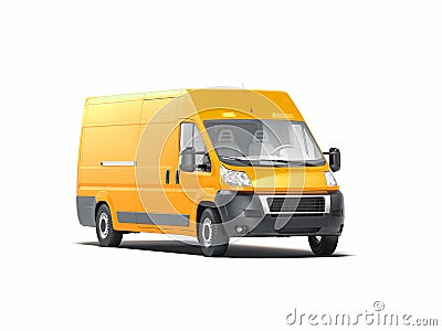 Yellow realistic blank truck on white background. 3d rendering. Stock Photo