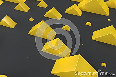 Yellow rectangular shapes of random size on black background Cartoon Illustration