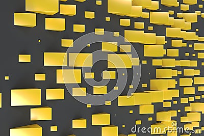 Yellow rectangular shapes of random size on black background Cartoon Illustration