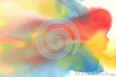 Yellow red blue color merge watercolor background Stock Photo