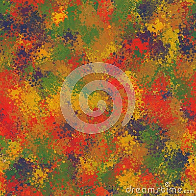 Yellow, red, blue and green colored random spots, round splashes. Abstract seamless pattern Stock Photo
